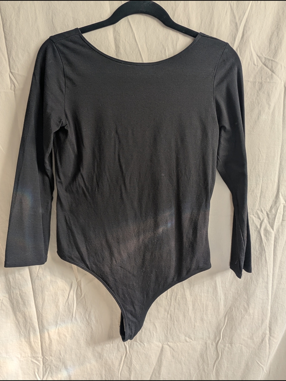 GAP Black Long-Sleeve Bodysuit with Scoop Neck
